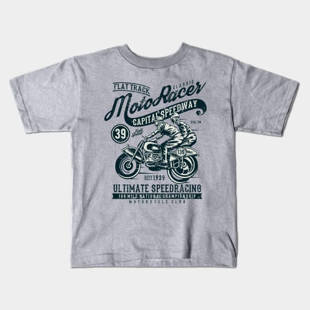 Flat Track Moto Racer Ultimate Speedracing Kids T-Shirt by JakeRhodes